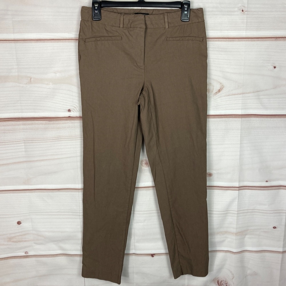 Land N Sea Pants Womens 8 Brown Straight Leg Ankle Dress Stretch Mid Rise Solid